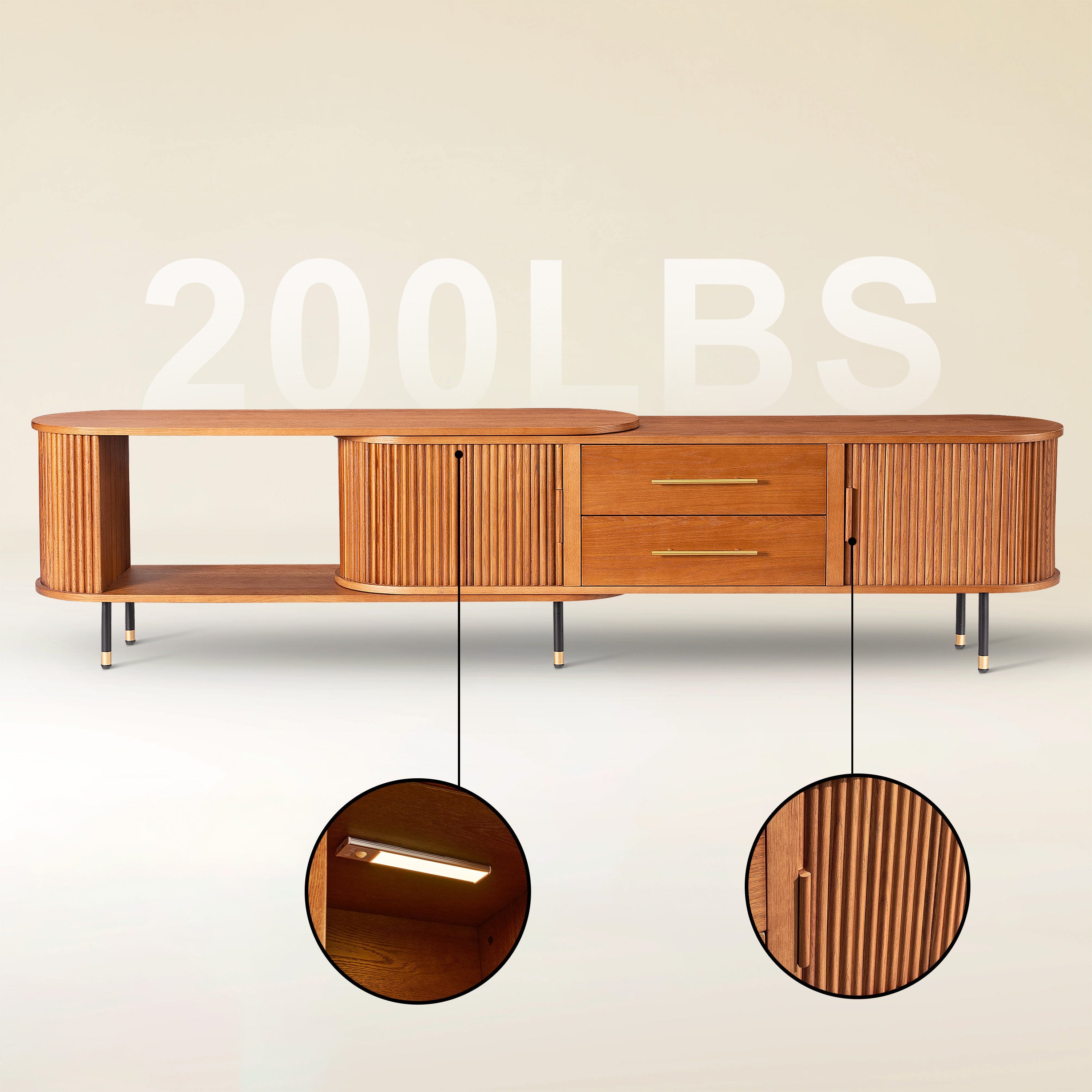 Rowan Oak Extendable Media Console 79"–114"