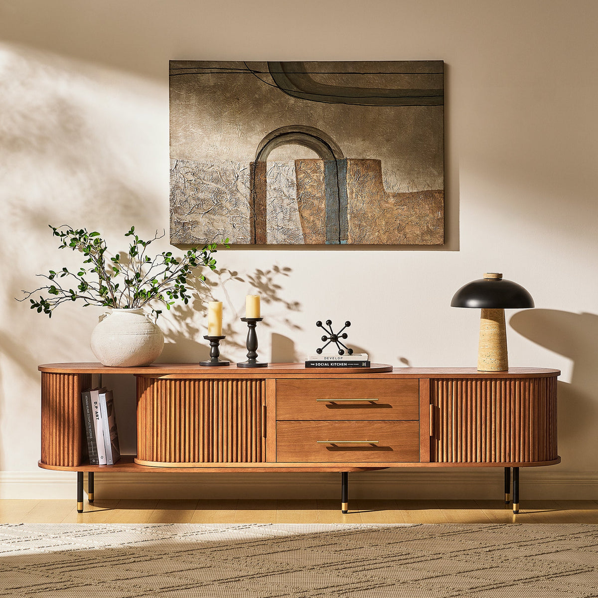 Rowan Oak Extendable Media Console 79"–114"