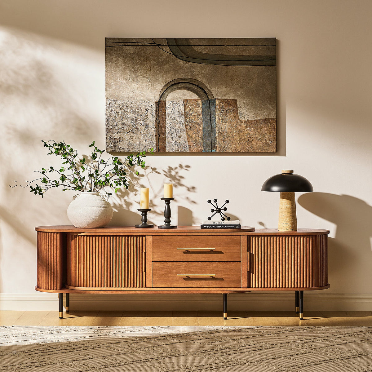 Rowan Oak Extendable Media Console 79"–114"