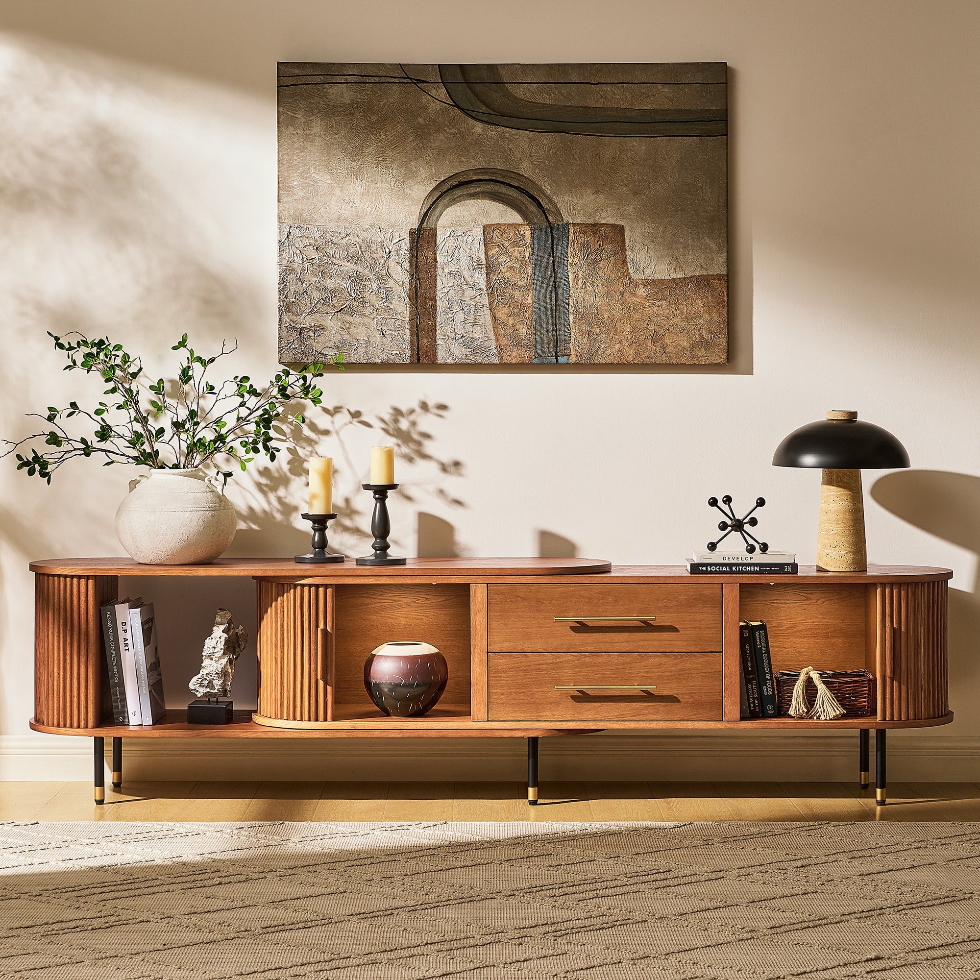 Rowan Oak Extendable Media Console 79"–114"