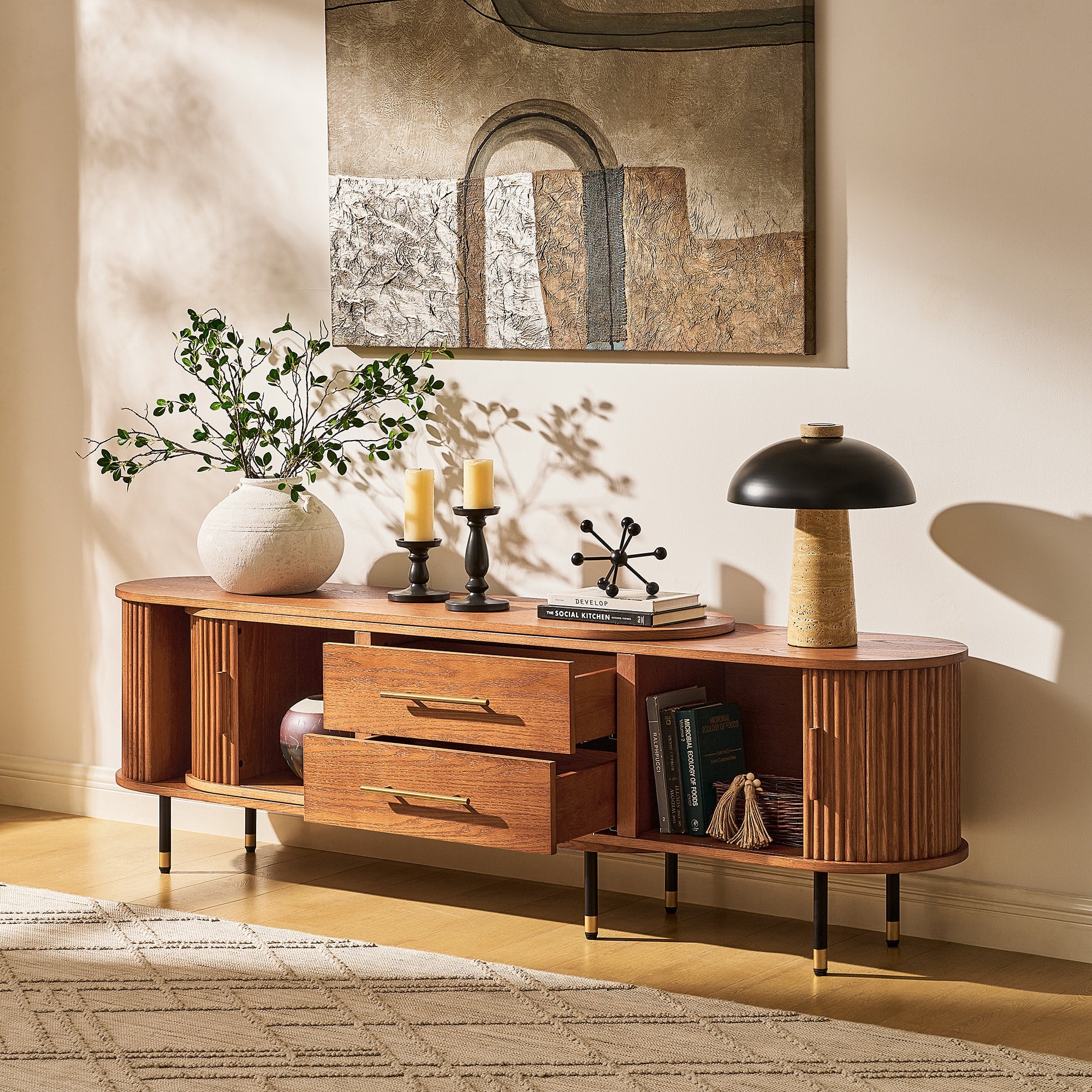 Rowan Oak Extendable Media Console 79"–114"