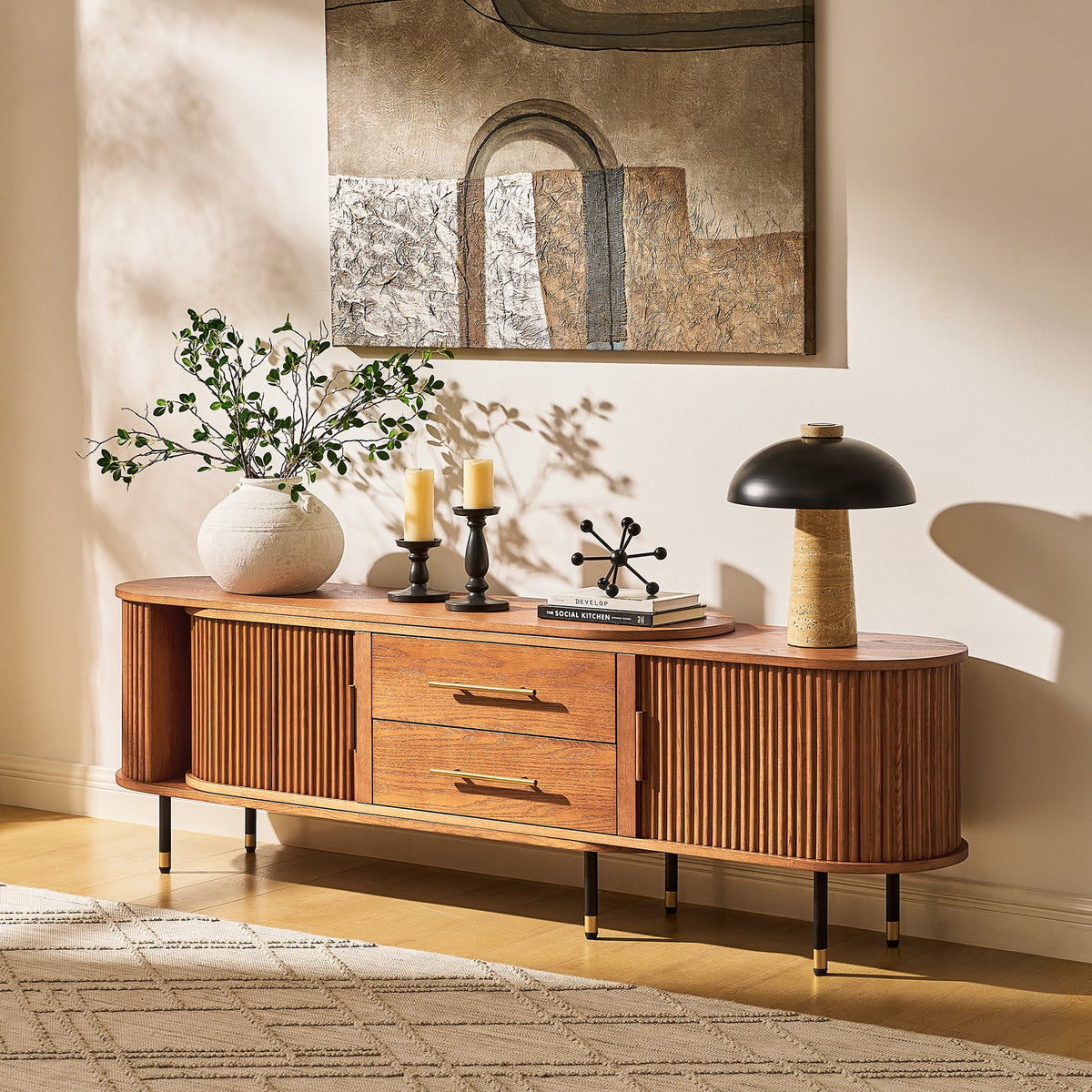 Rowan Oak Extendable Media Console 79"–114"