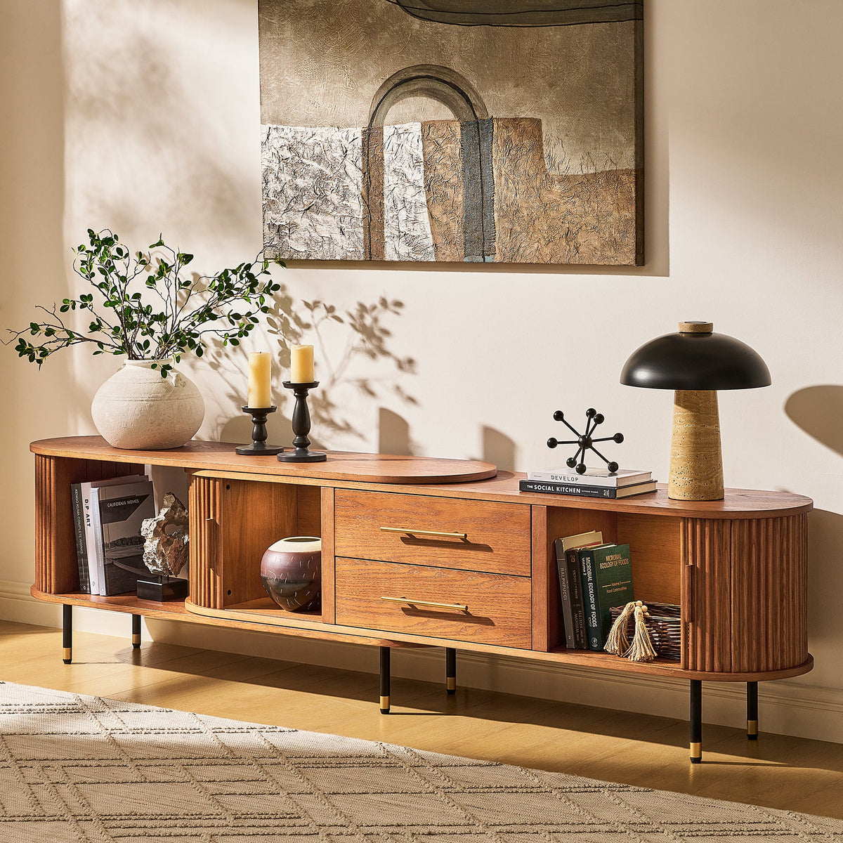 Rowan Oak Extendable Media Console 79"–114"