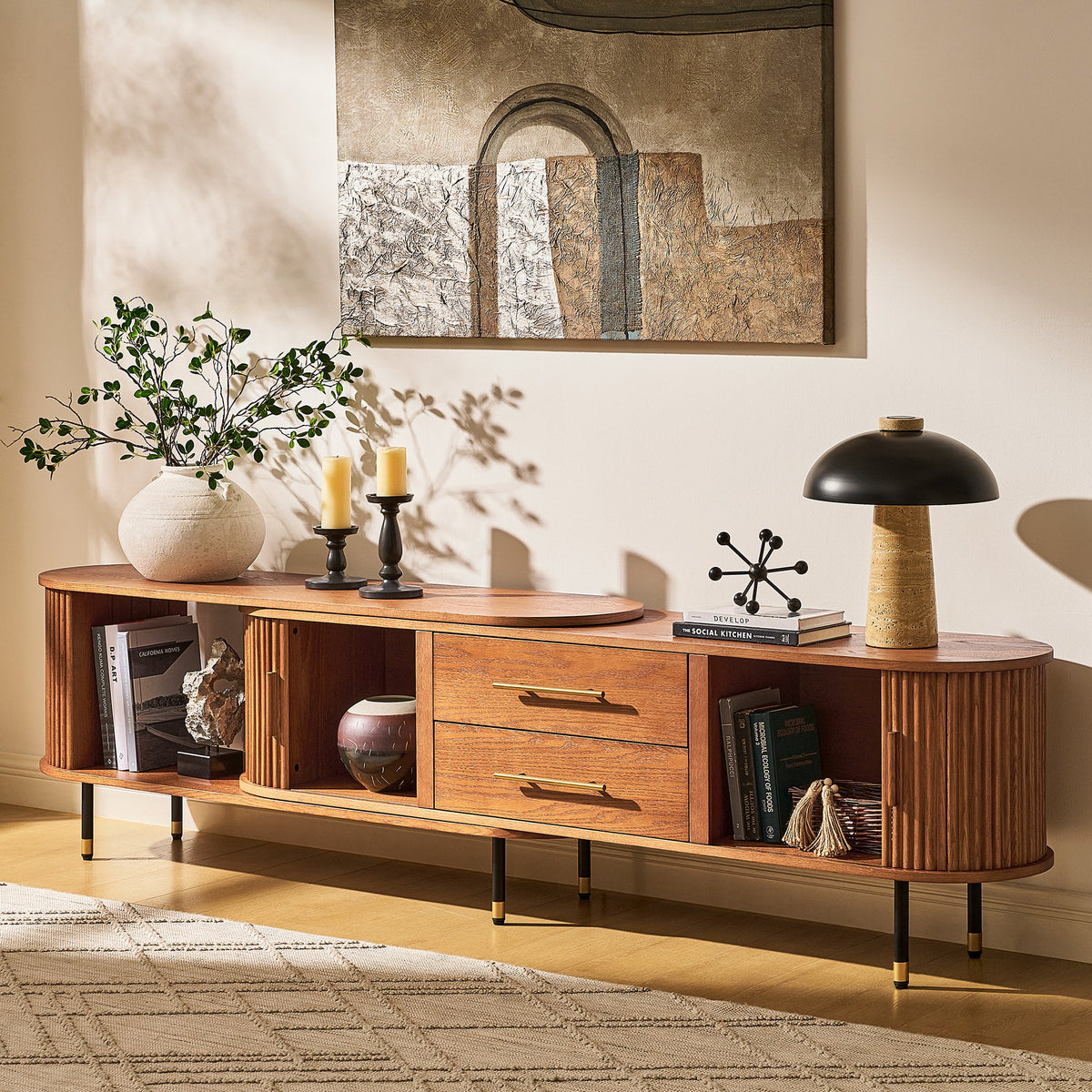 Rowan Oak Extendable Media Console 79"–114"