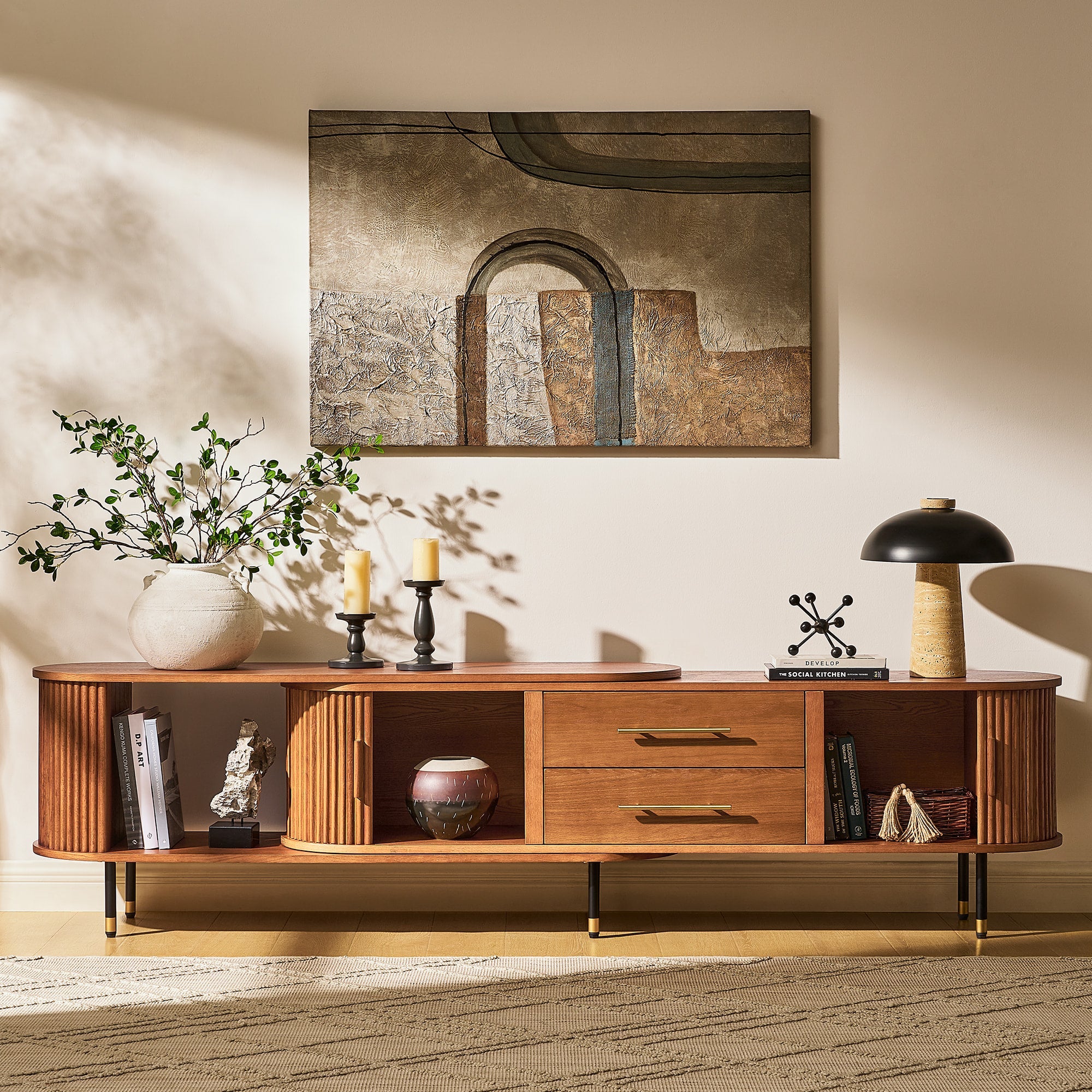 Rowan Oak Extendable Media Console 79"–114"
