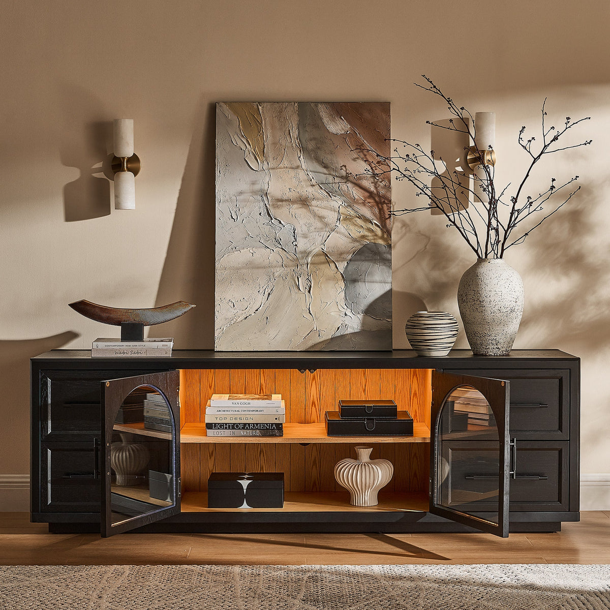 Elowen 80" Black Oak Media Console