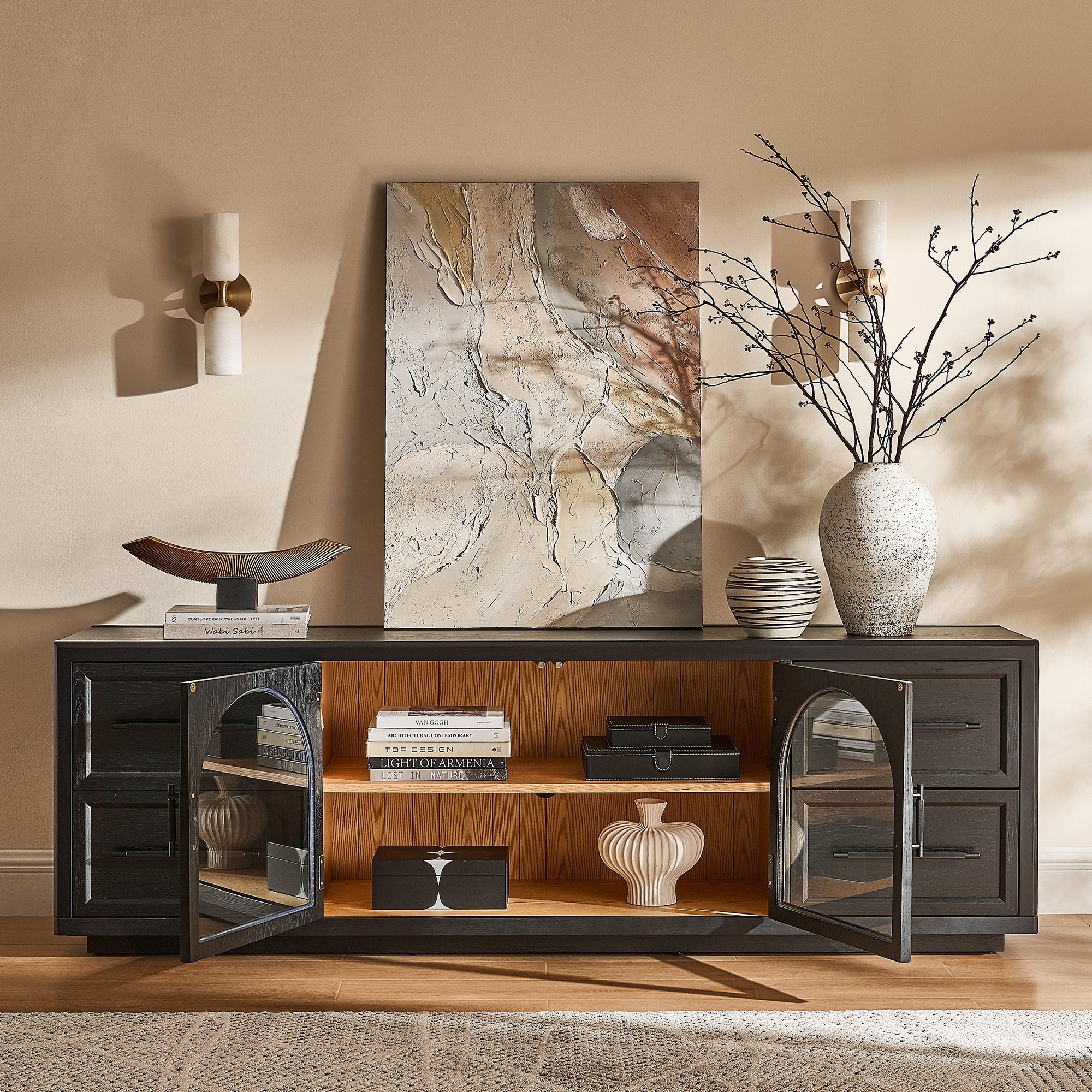 Elowen 80" Black Oak Media Console