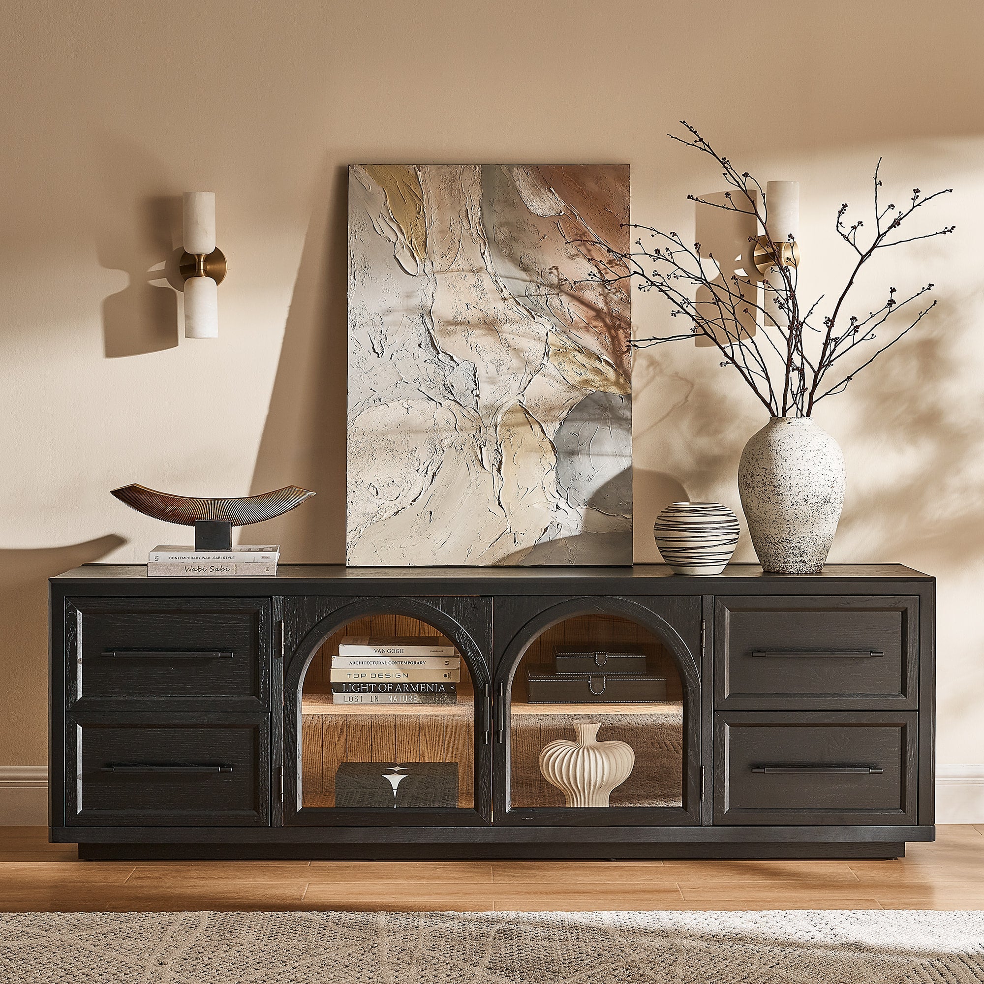 Elowen 80" Black Oak Media Console