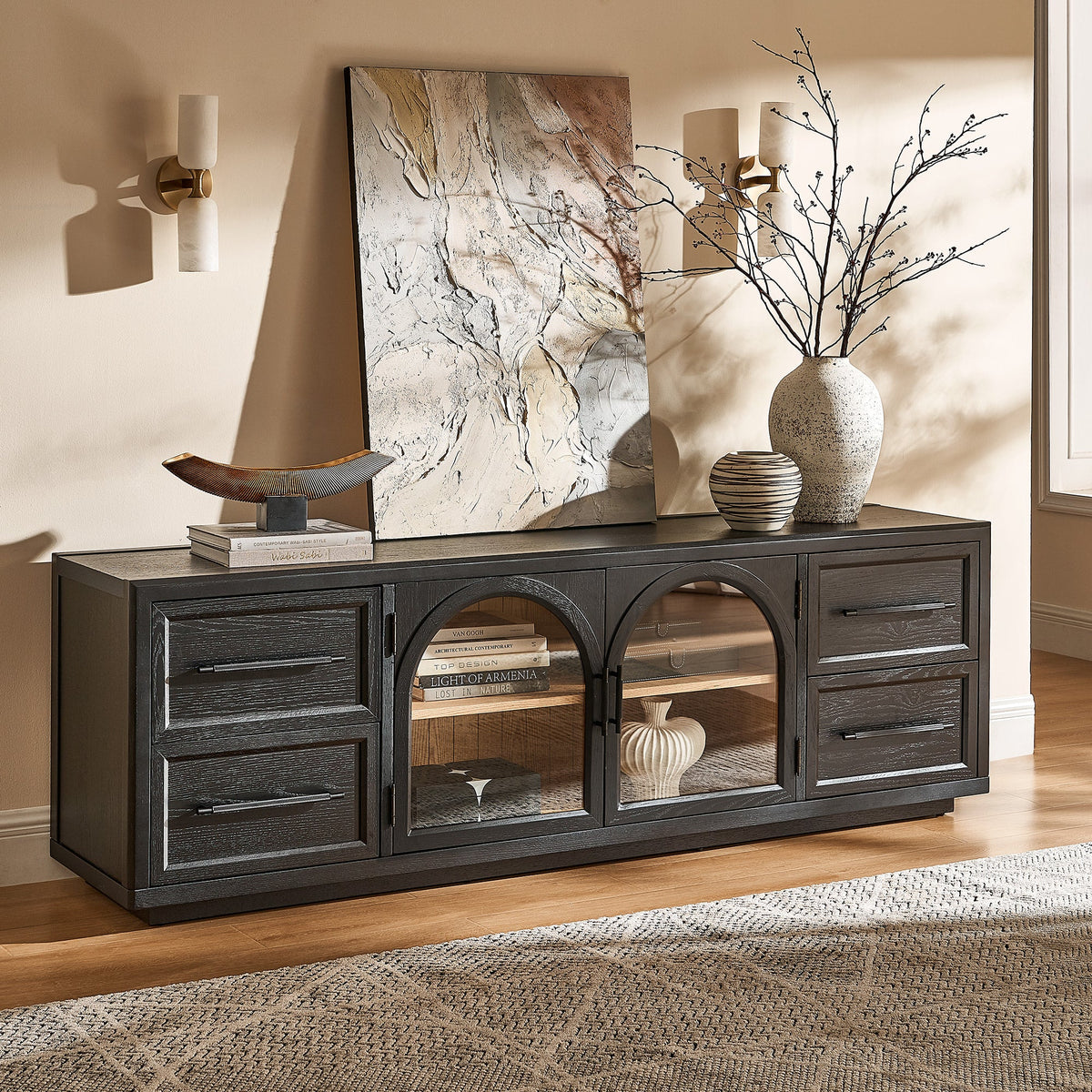 Elowen 80" Black Oak Media Console