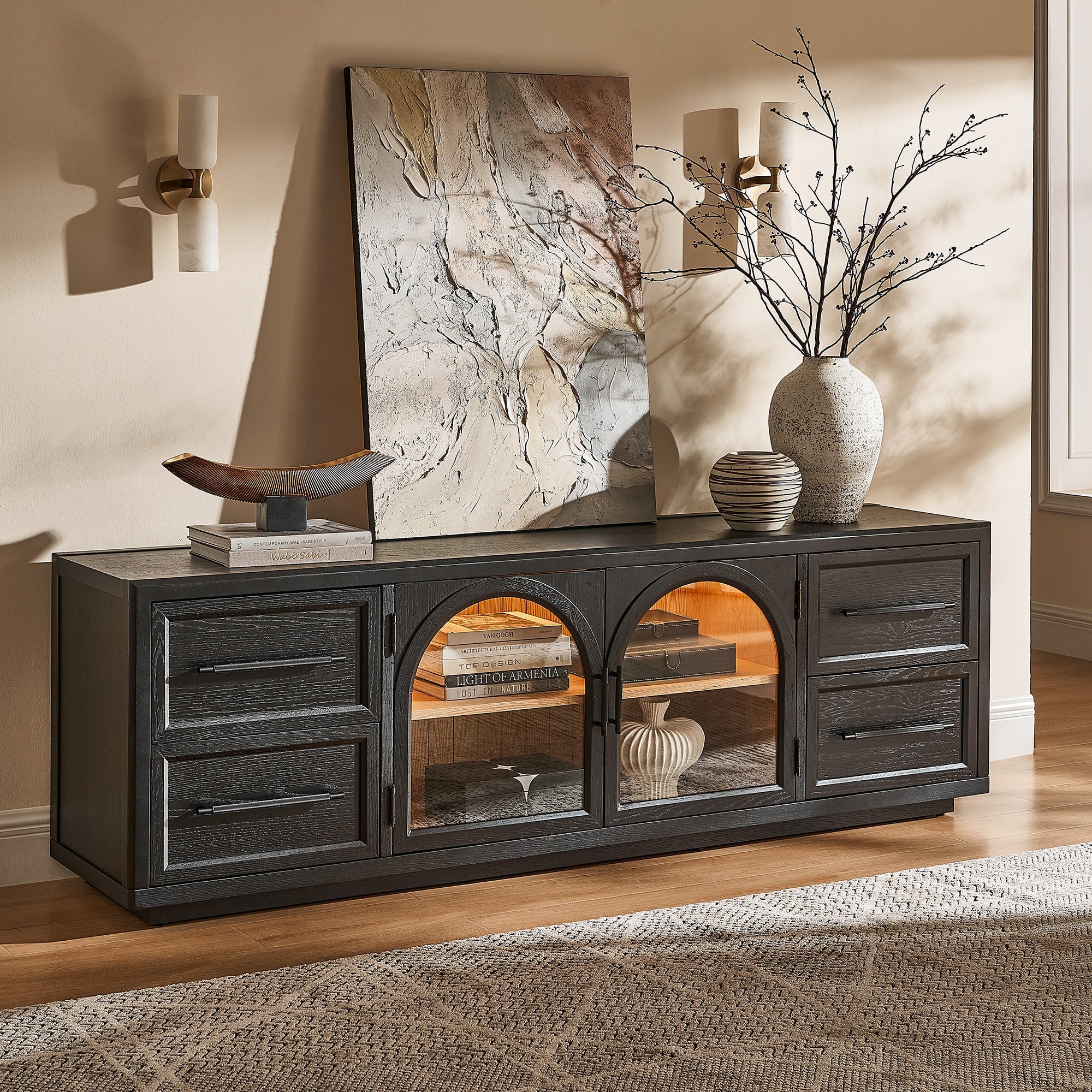 Elowen 80" Black Oak Media Console