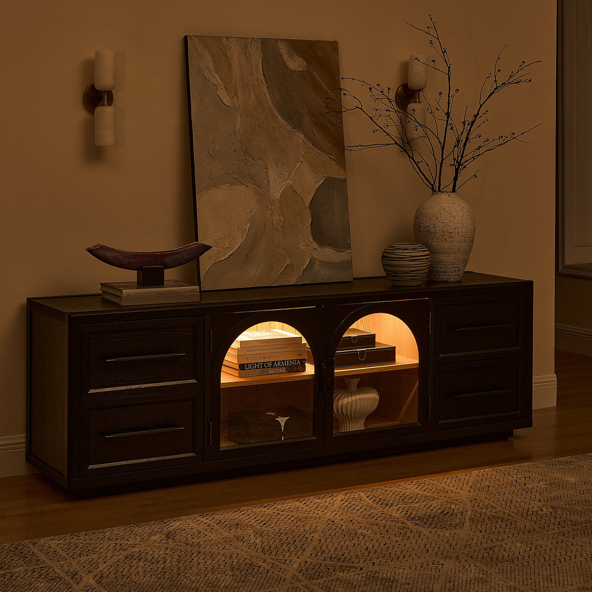 Elowen 80" Black Oak Media Console