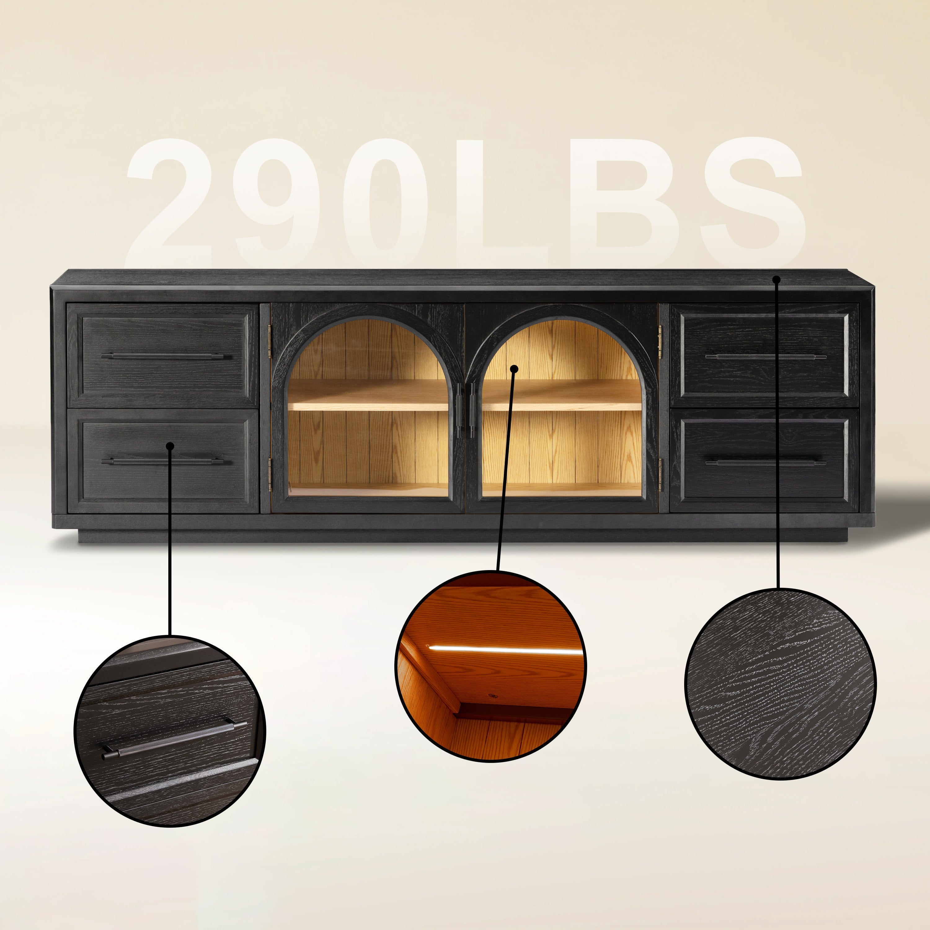 Elowen 80" Black Oak Media Console