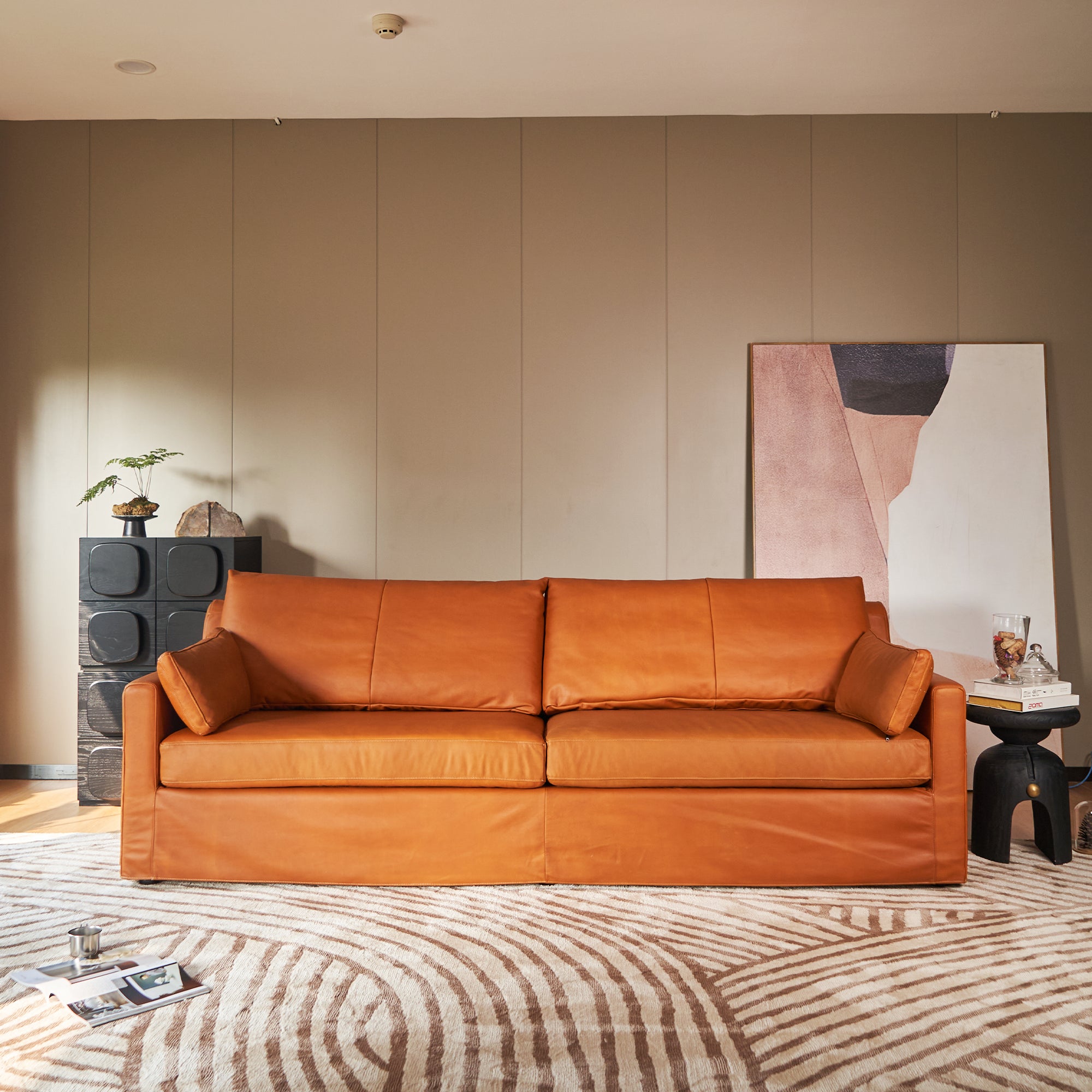 Mercury Warm Cognac Sofa 95"