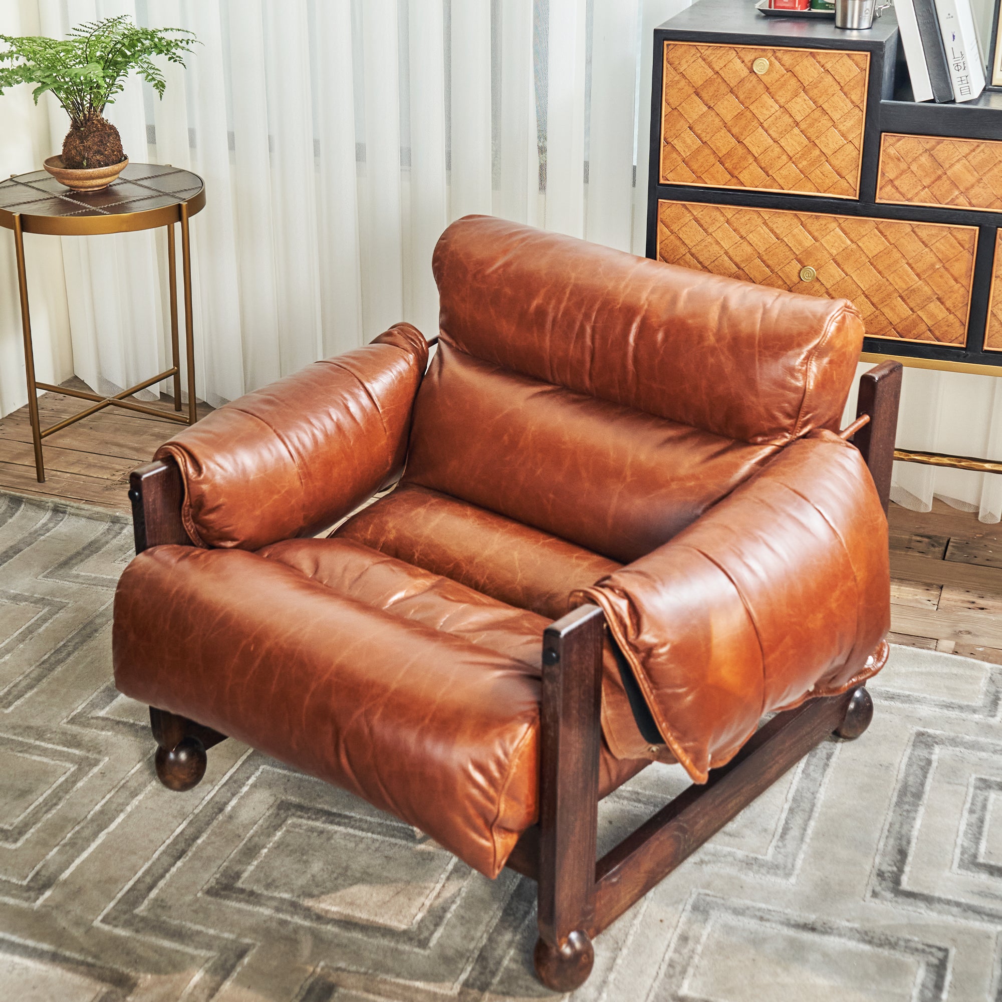 Canyon Burnished Cognac Sofa Chair 37"